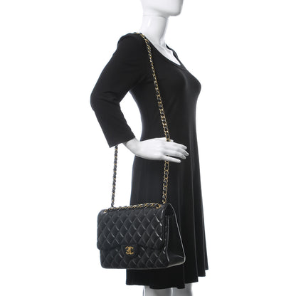 Chanel Lambskin Quilted Jumbo Double Flap Black 2 of 12