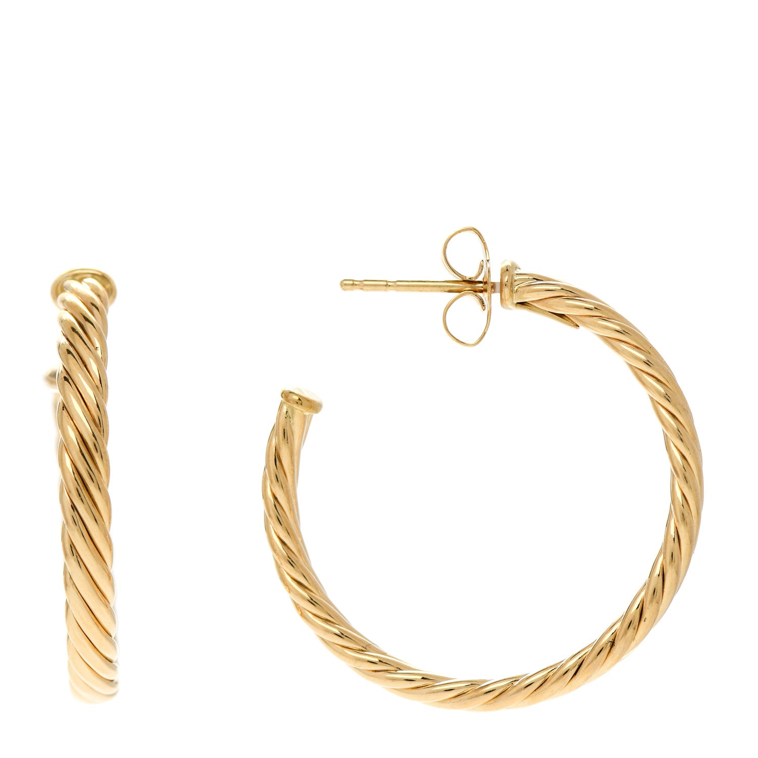 David Yurman 18K Yellow Gold Small Cablespira Hoop Earrings 1 of 4