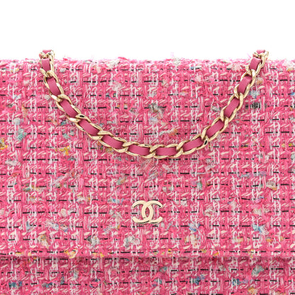 Chanel Tweed Quilted Wallet On Chain WOC Pink Blue White 9 of 12