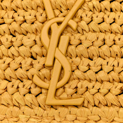 Saint Laurent Raffia Calfskin Monogram Medium Niki Chain Satchel Wheat 11 of 12