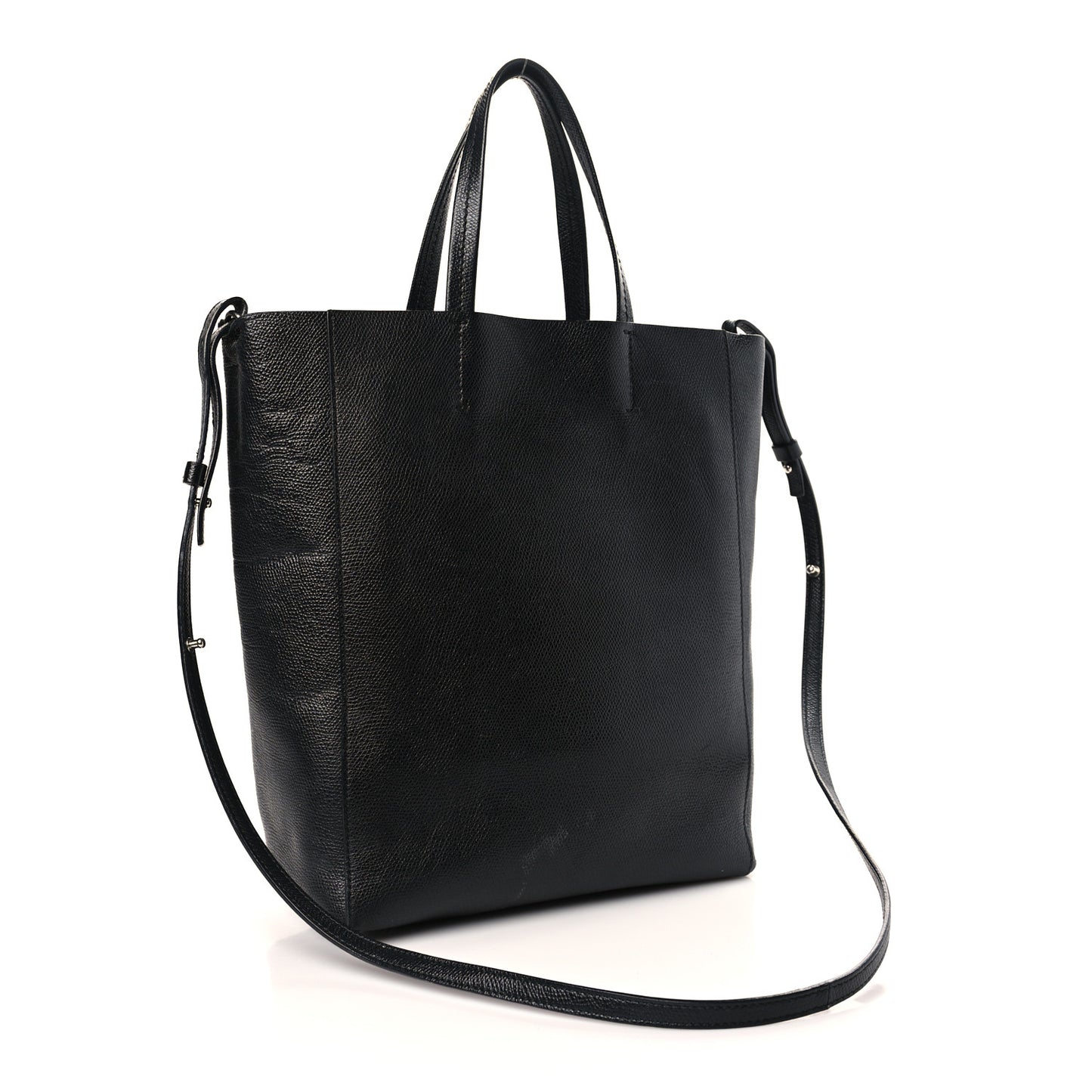 Grained Calfskin Small Vertical Cabas Black