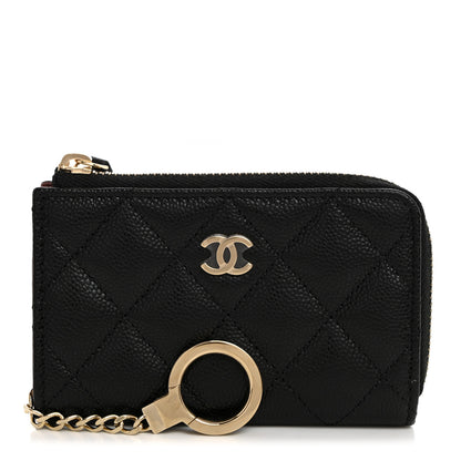 Chanel Caviar Quilted Zipped Key Holder Case Black 1 of 8