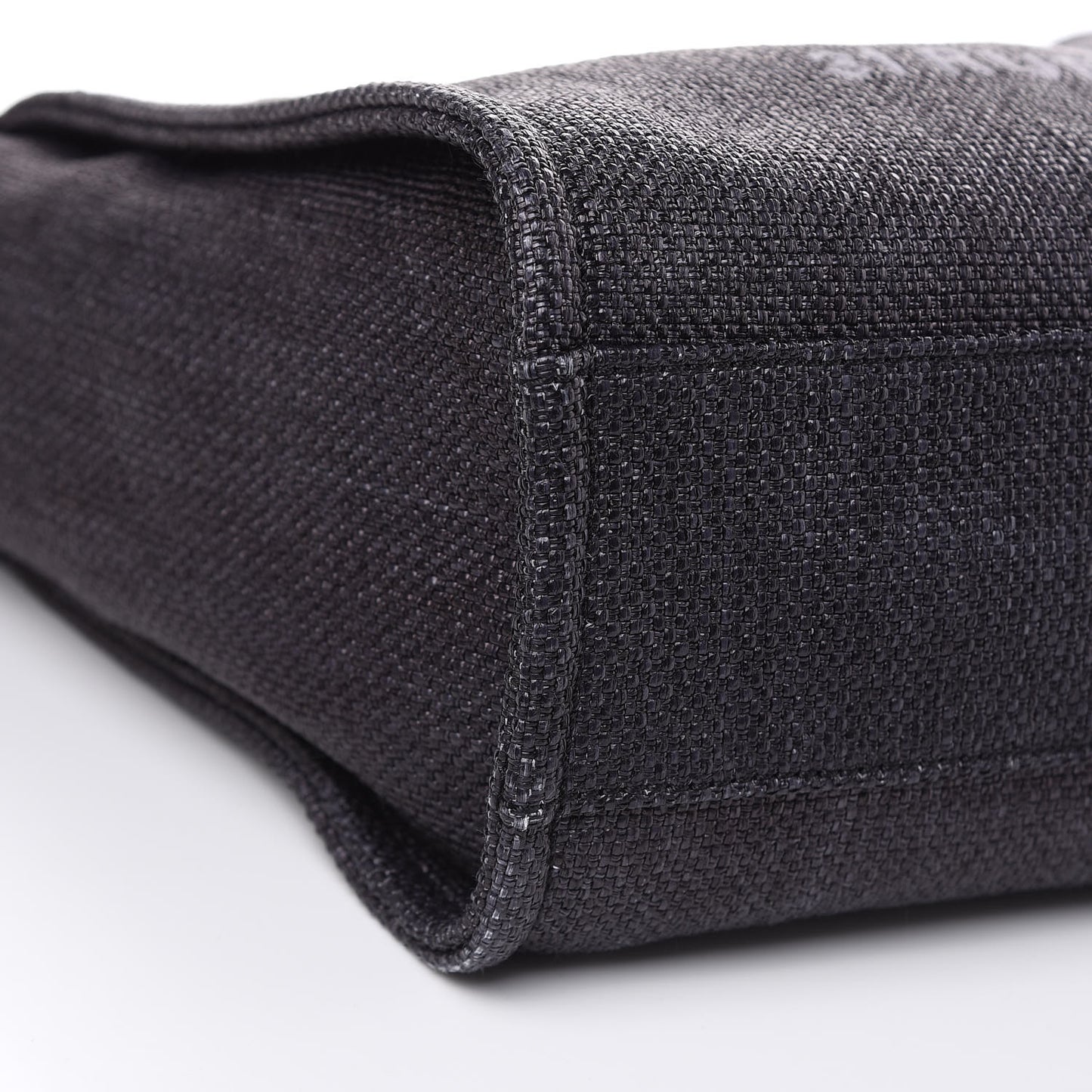 Woven Straw Raffia Small Deauville Tote Black