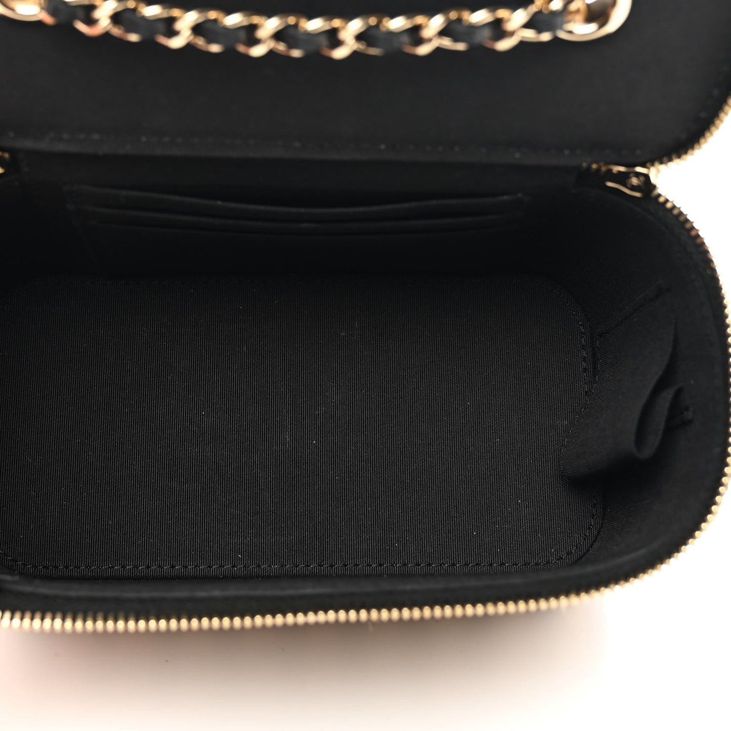 Raffia Jute Striped Small Vanity Case With Chain Black Beige