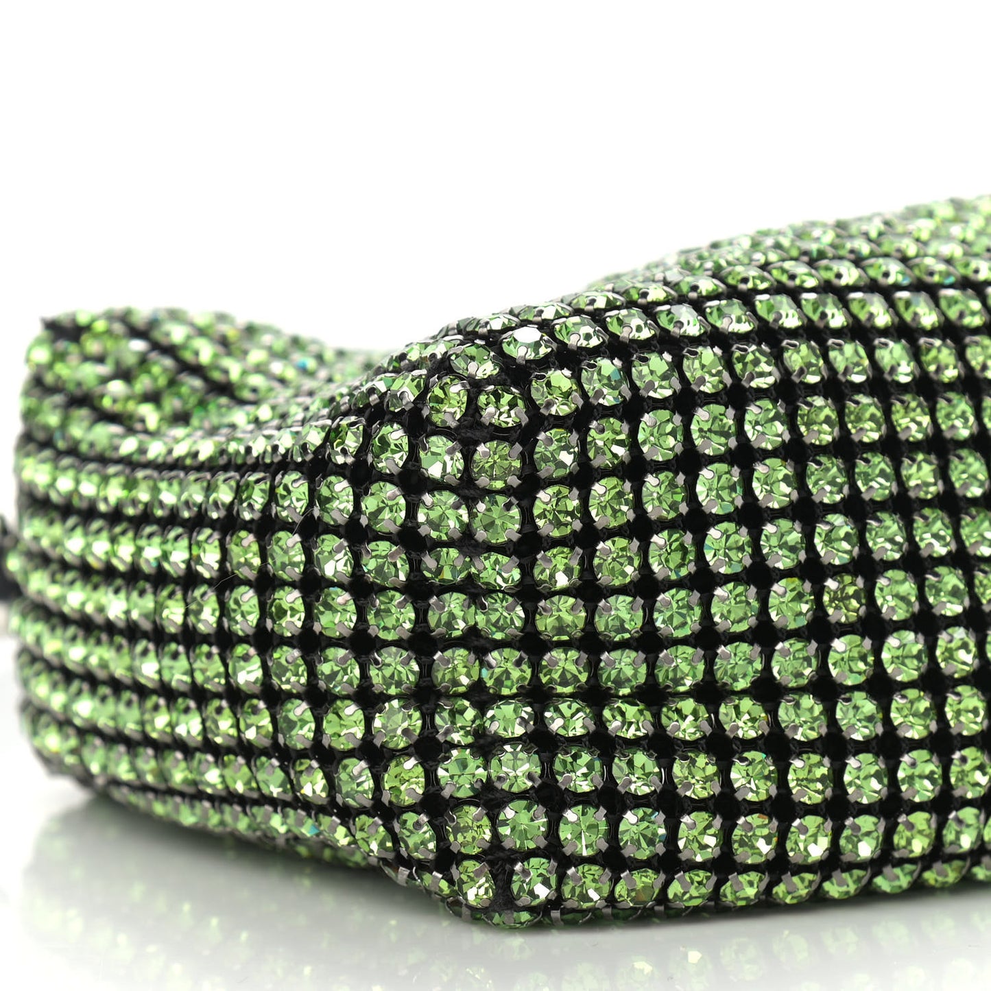 Mesh Crystal Rhinestone Mini Heiress Pouch Green