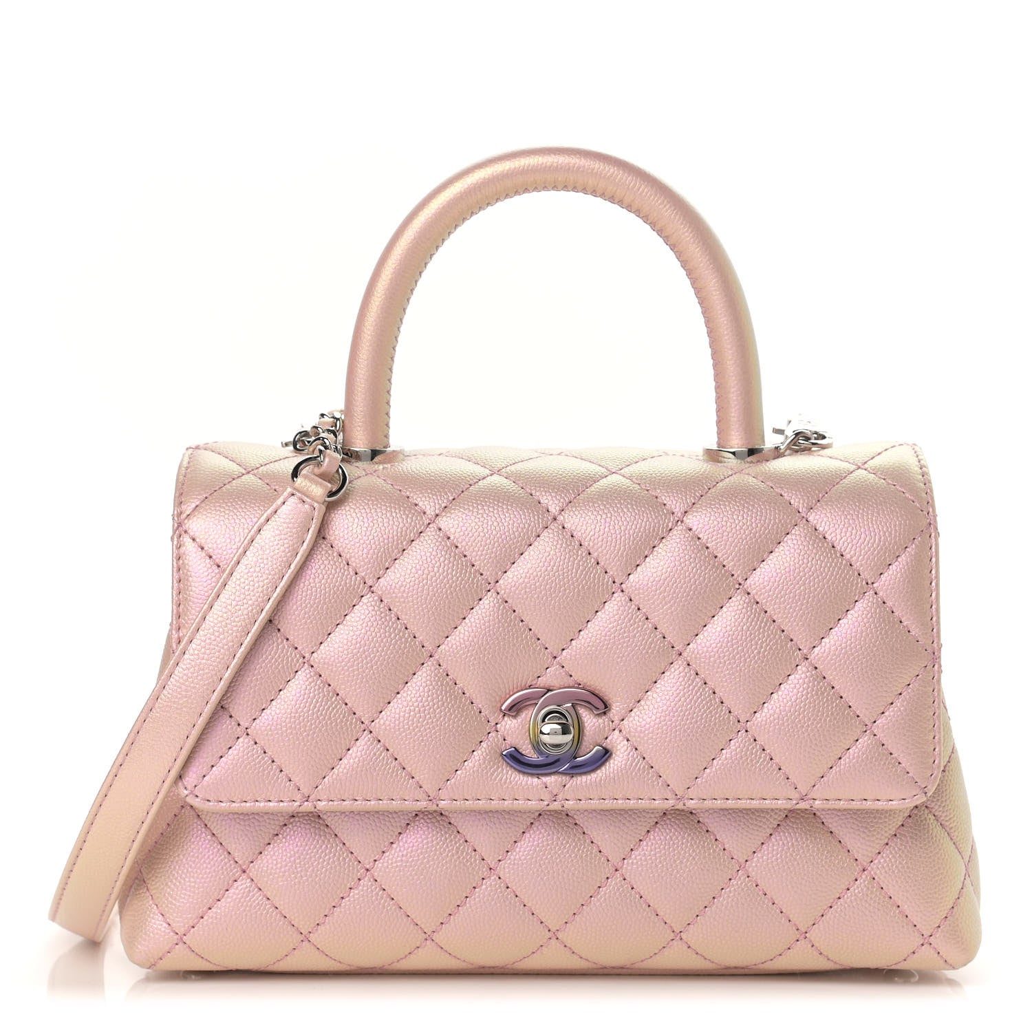 Chanel Iridescent Caviar Quilted Mini Coco Handle Flap Pink 1 of 9
