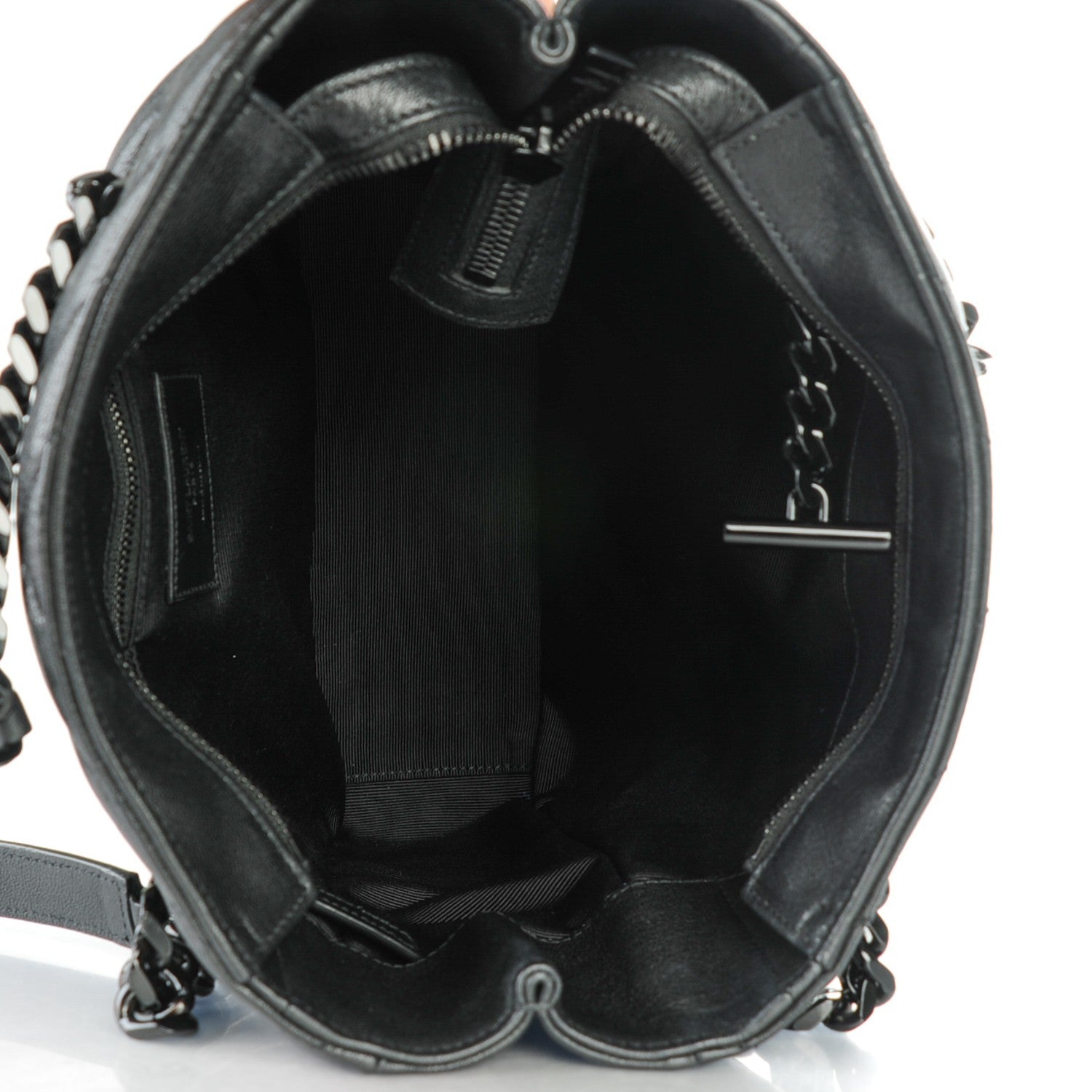 Saint Laurent Sheepskin Matelasse Chevron Small Monogram Shopping Bag Black 5 of 7