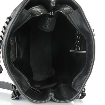 Saint Laurent Sheepskin Matelasse Chevron Small Monogram Shopping Bag Black 5 of 7