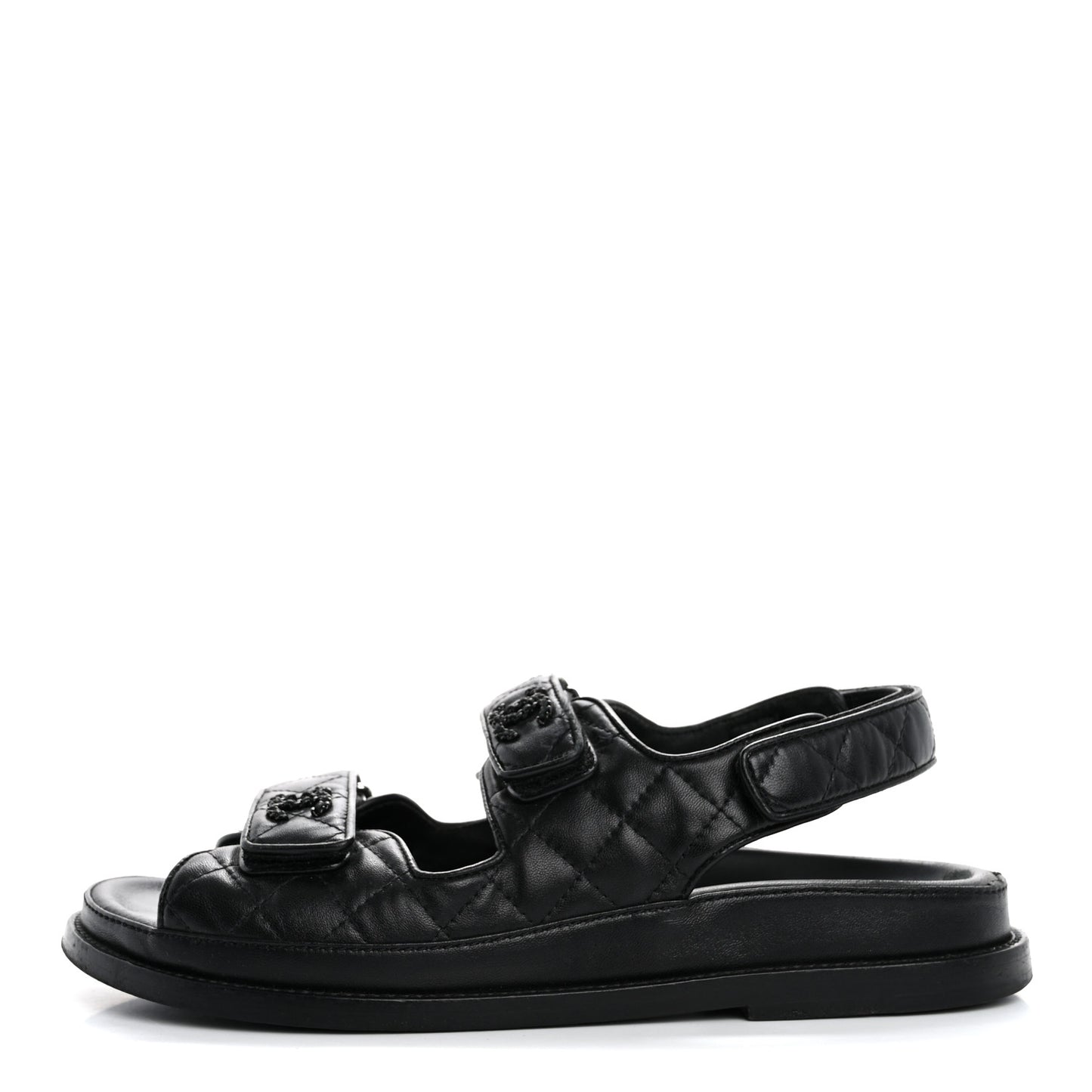 Lambskin Velcro Dad Sandals 38 So Black