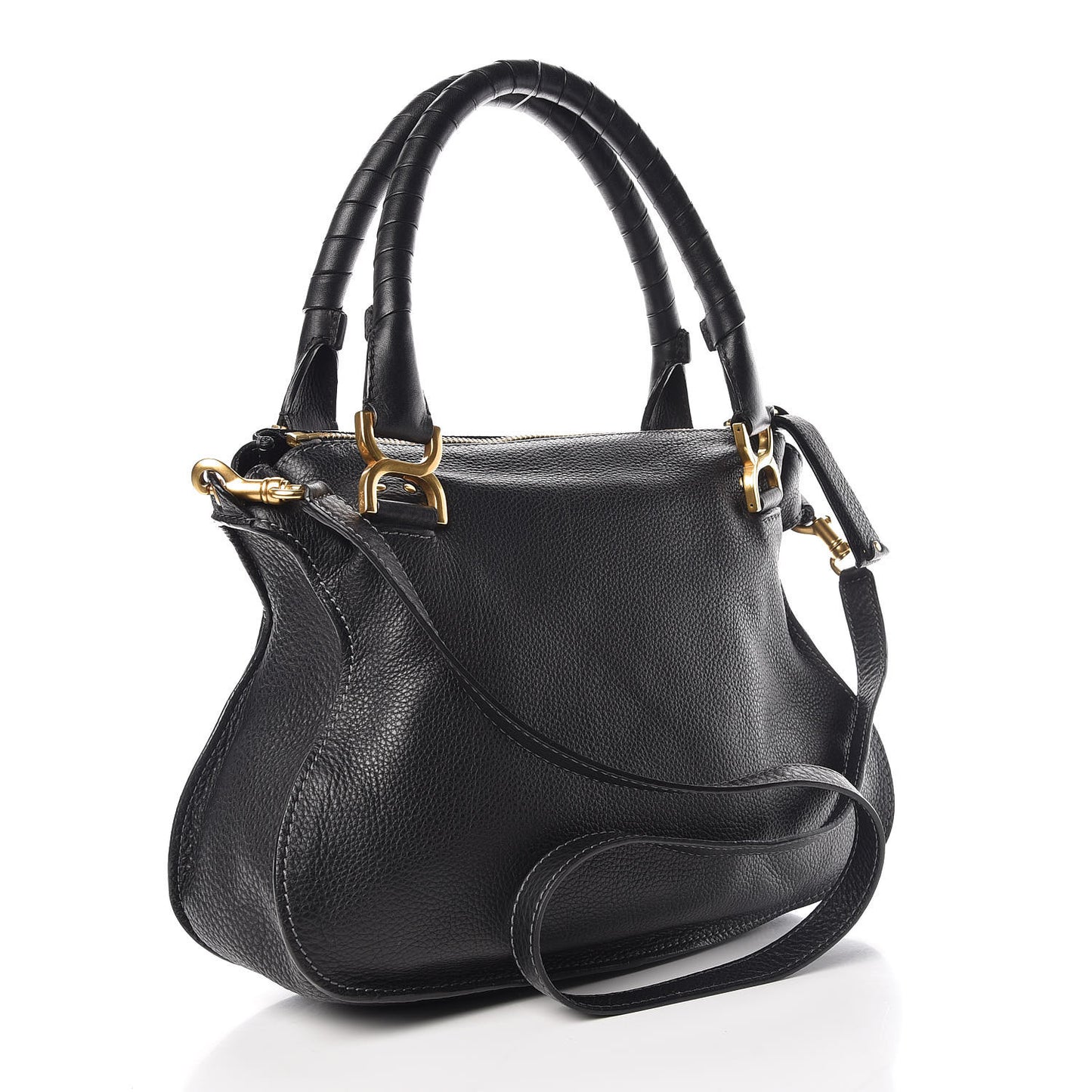 Calfskin Medium Marcie Satchel Black