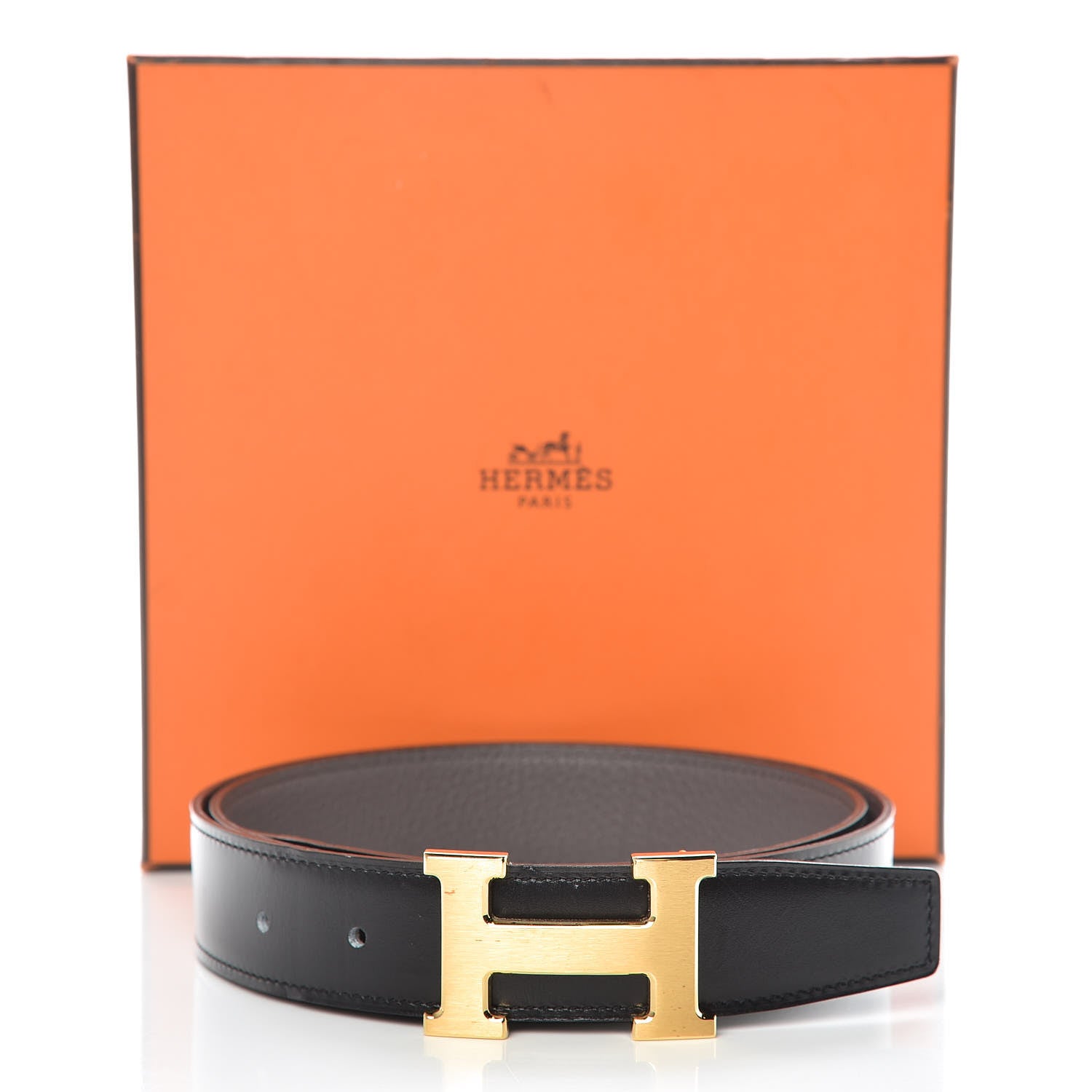Hermes Box Togo 32mm H Belt 90 Black Etain 11 of 11