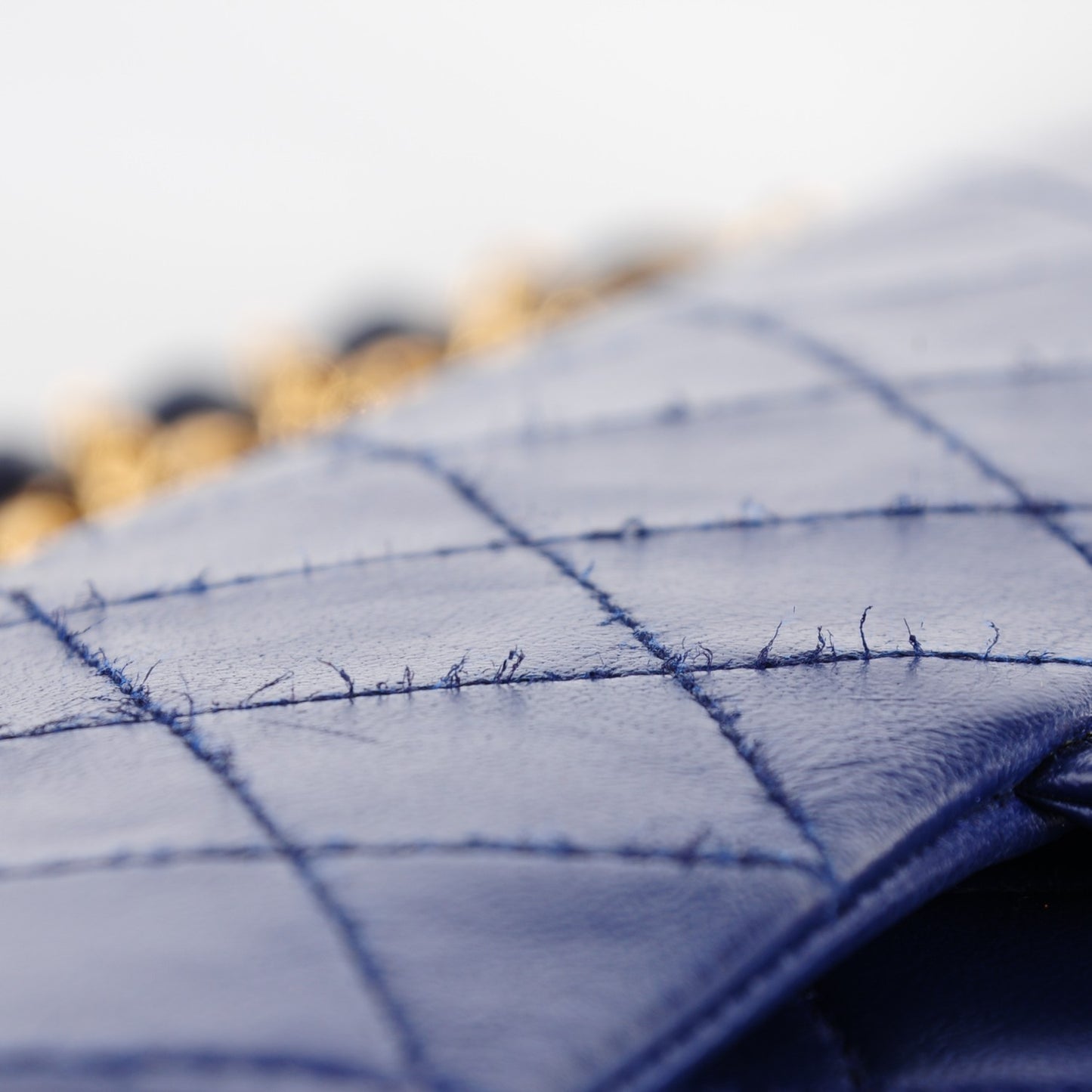Lambskin Quilted Medium Double Flap Blue