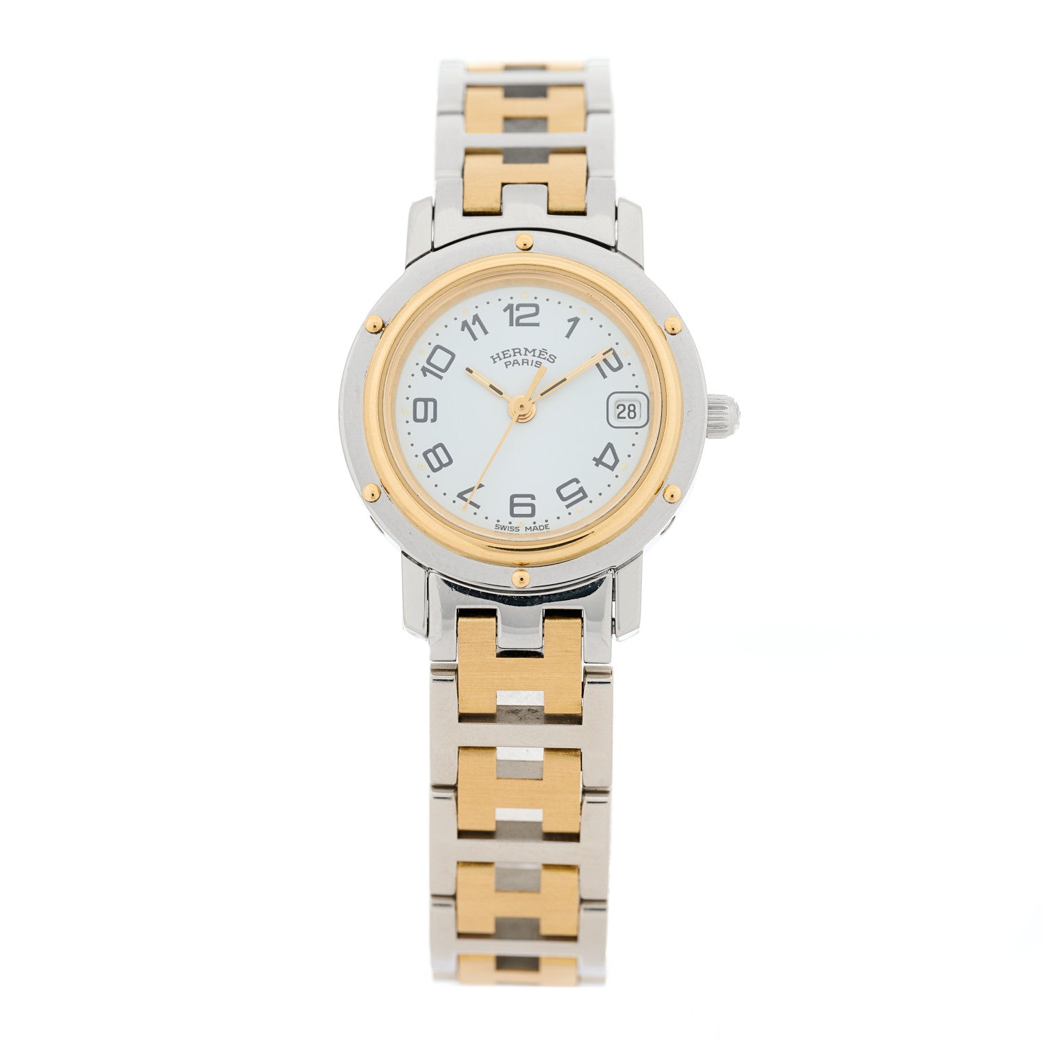 Hermes Stainless Steel 24mm Clipper Quartz Watch Gold 1 of 4