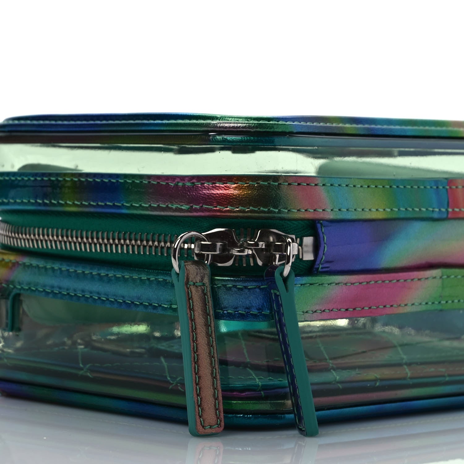 Chanel PVC Patent Calfskin Patent Lambskin Small CC Vanity Case Green 8 of 9