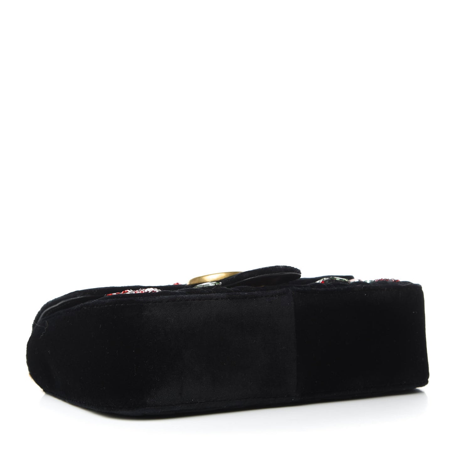 Velvet Matelasse Embroidered Mini GG Marmont Shoulder Bag Black