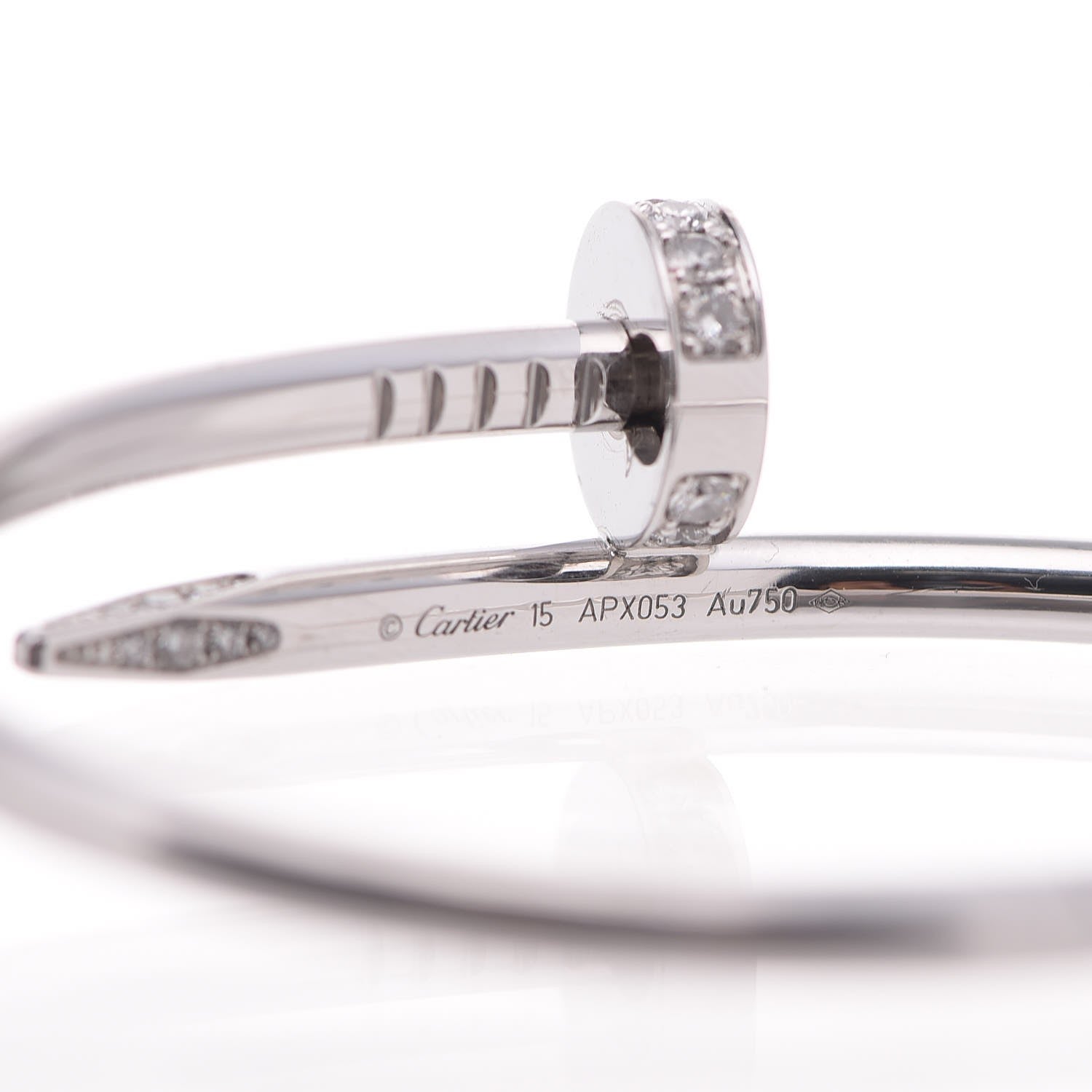 Cartier 18K White Gold Diamond Juste Un Clou Bracelet 15 5 of 6