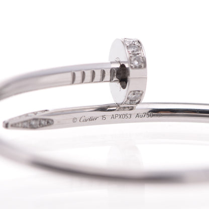 Cartier 18K White Gold Diamond Juste Un Clou Bracelet 15 5 of 6