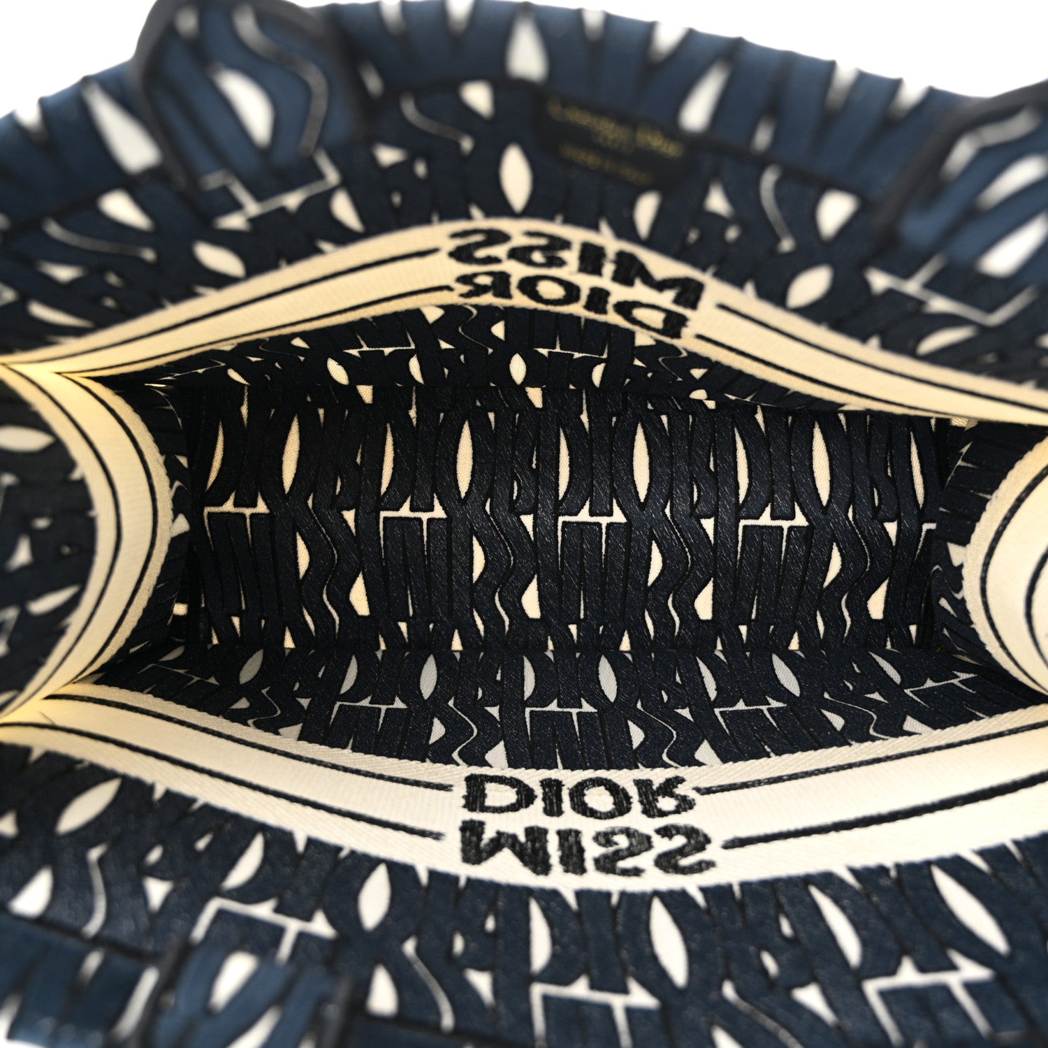Christian Dior Canvas Embroidered Medium Miss Dior Graffiti Book Tote White Deep Blue 5 of 11