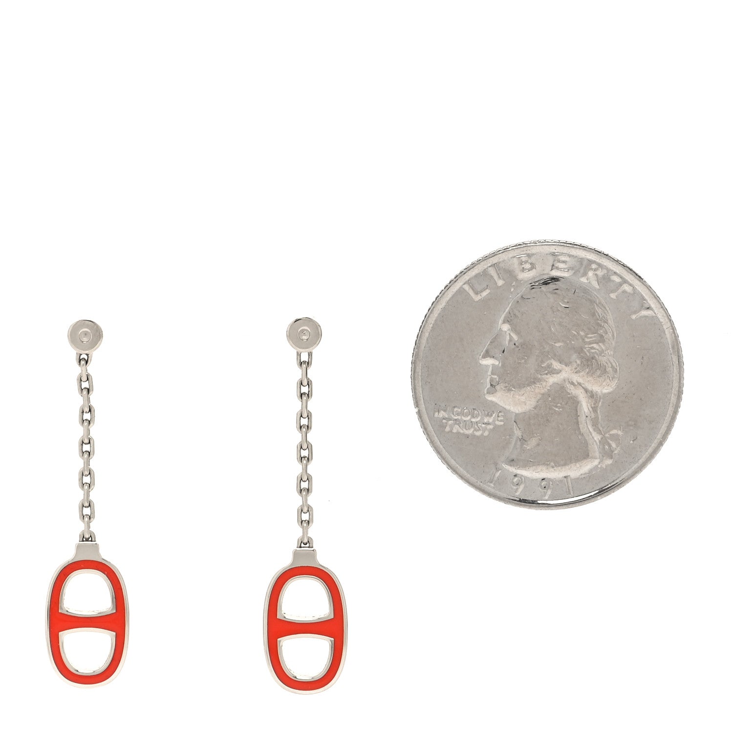 Hermes Lacquered Iliade Drop Earrings Juicy Orange 2 of 5