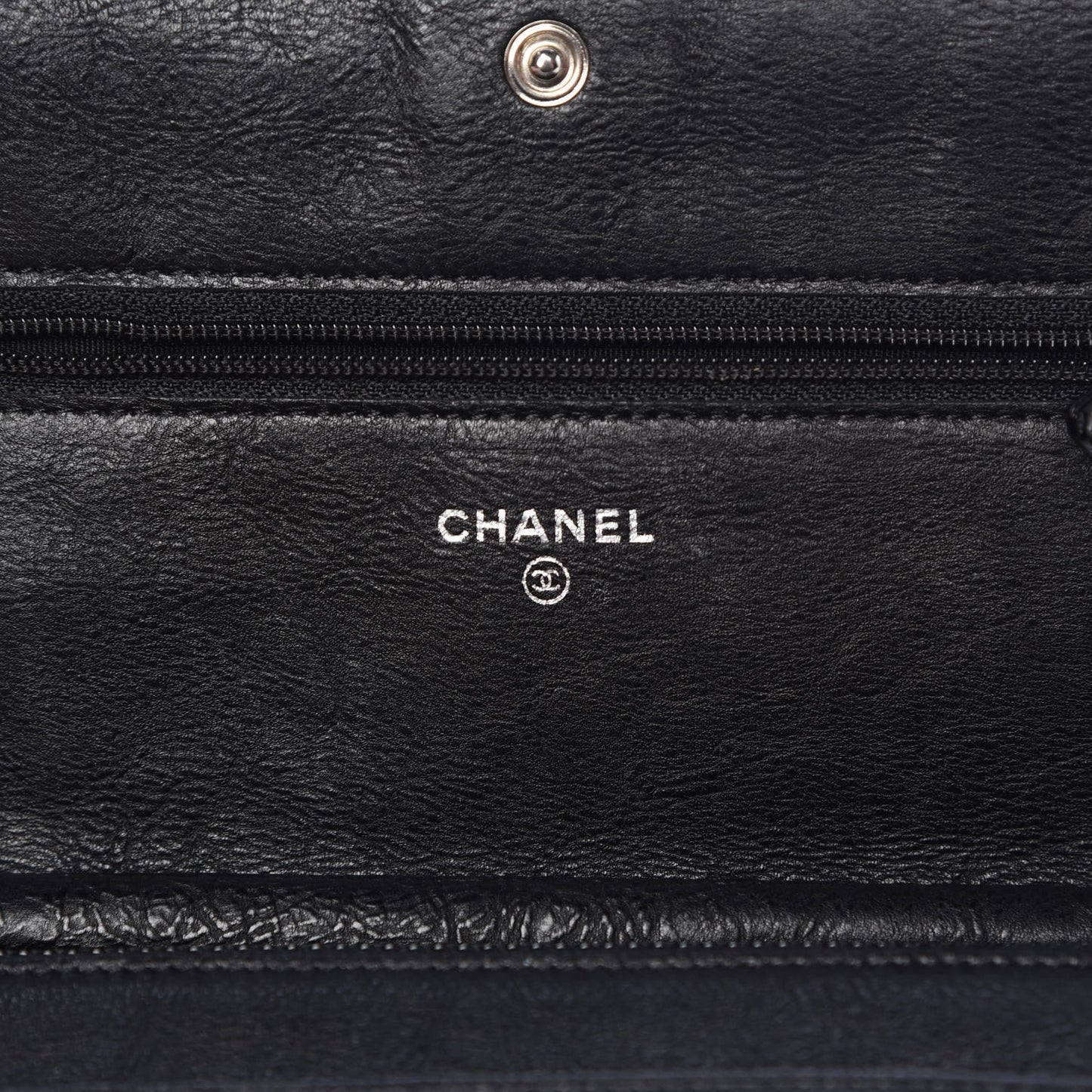 Calfskin Quilted Chain Around Boy Wallet On Chain WOC Black