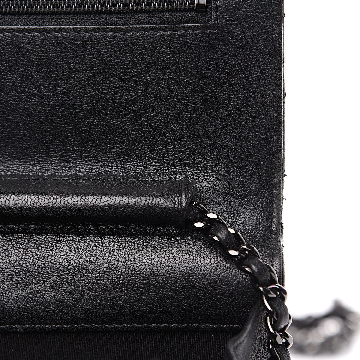 Chanel Sheepskin Chevron Reissue Wallet On Chain WOC So Black 13 of 14
