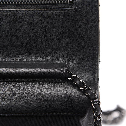 Chanel Sheepskin Chevron Reissue Wallet On Chain WOC So Black 13 of 14