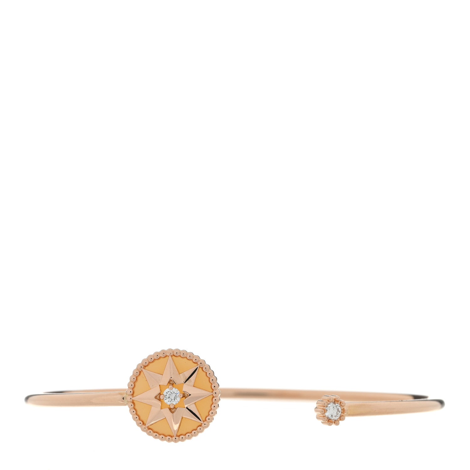 Christian Dior 18K Rose Gold Diamond Pink Opal Rose Des Vents Cuff Bracelet 1 of 3