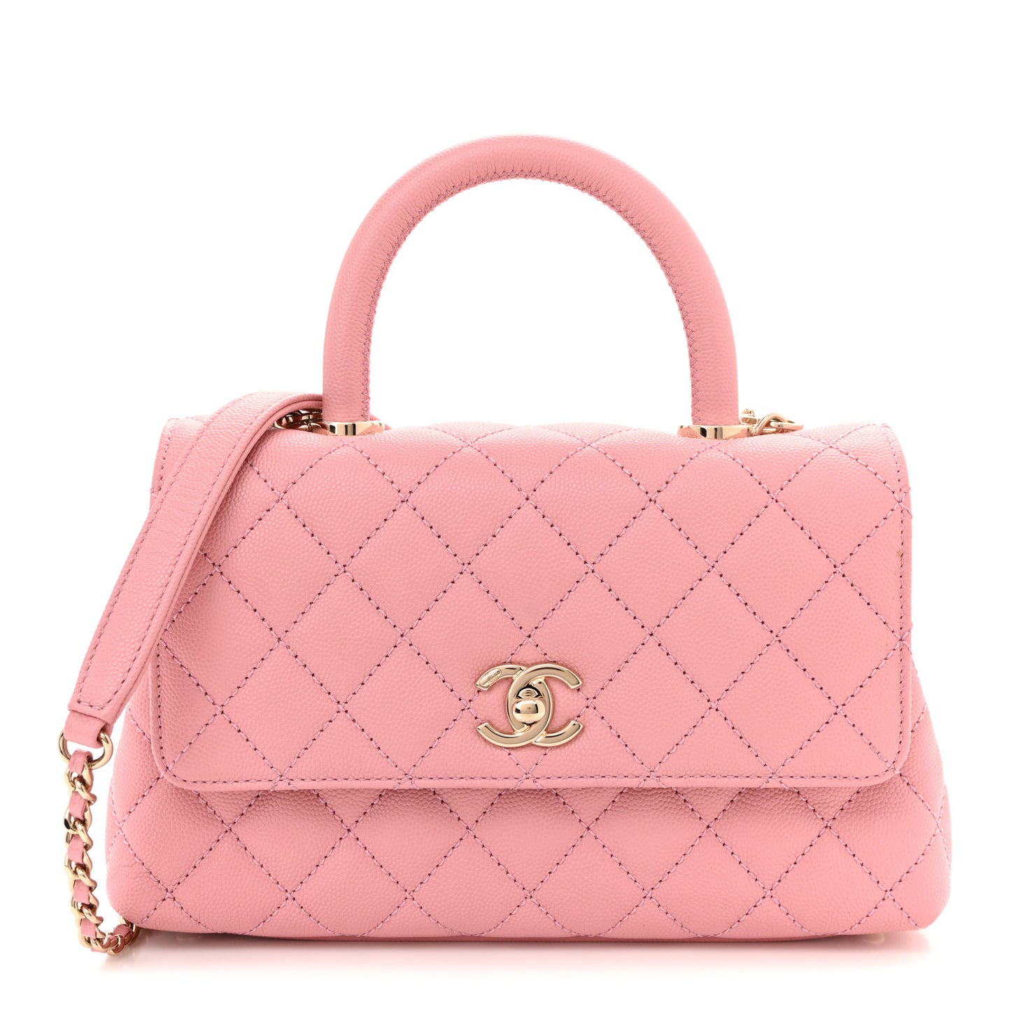 Caviar Quilted Mini Coco Handle Flap Pink