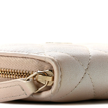 Chanel Iridescent Caviar Quilted Zip Around Coin Purse Beige 10 of 11