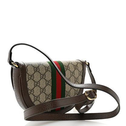 Gucci GG Supreme Monogram Textured Dollar Calfskin Web Mini Ophidia Flap Shoulder Bag Beige Ebony New Acero 3 of 10