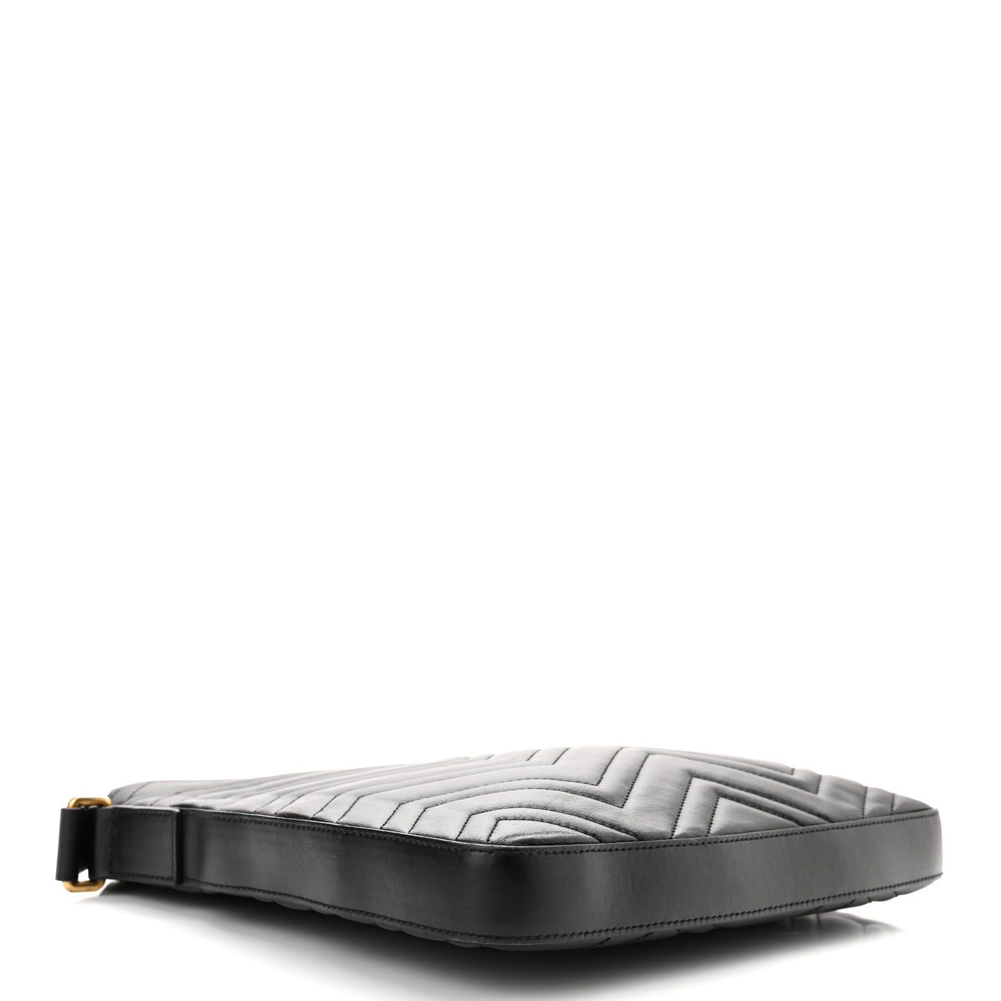 Calfskin Matelasse GG Marmont Flat Messenger Bag Black