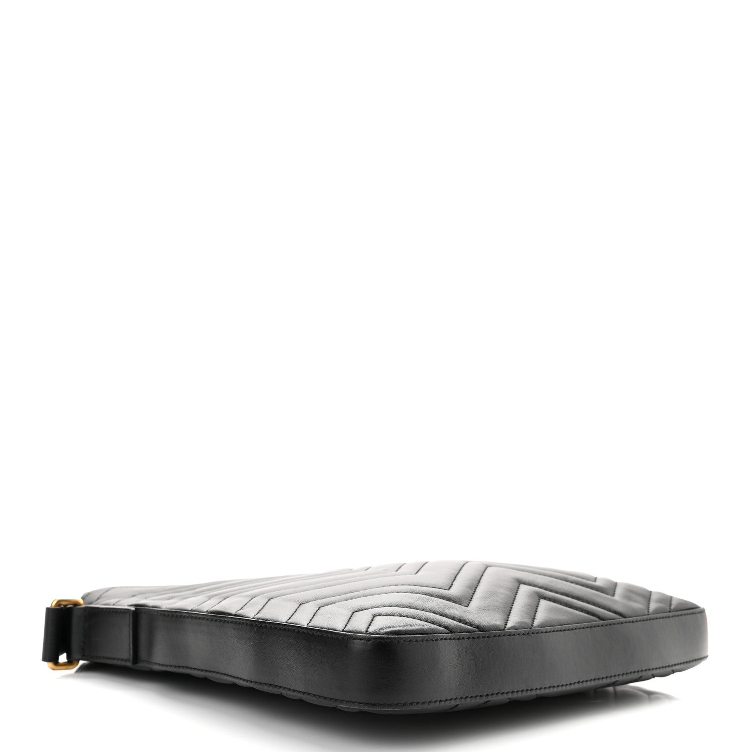 Gucci Calfskin Matelasse GG Marmont Flat Messenger Bag Black 4 of 10