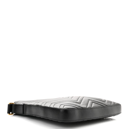 Gucci Calfskin Matelasse GG Marmont Flat Messenger Bag Black 4 of 10