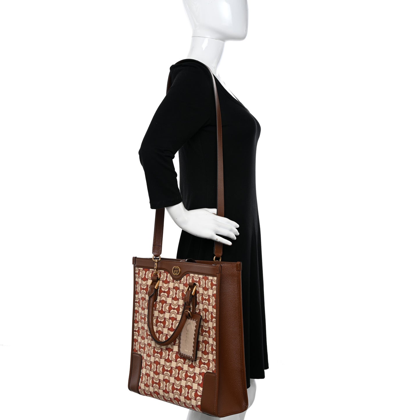 Jacquard Horsebit Textured Dollar Calfskin Interlocking G Tote Bag Multicolor