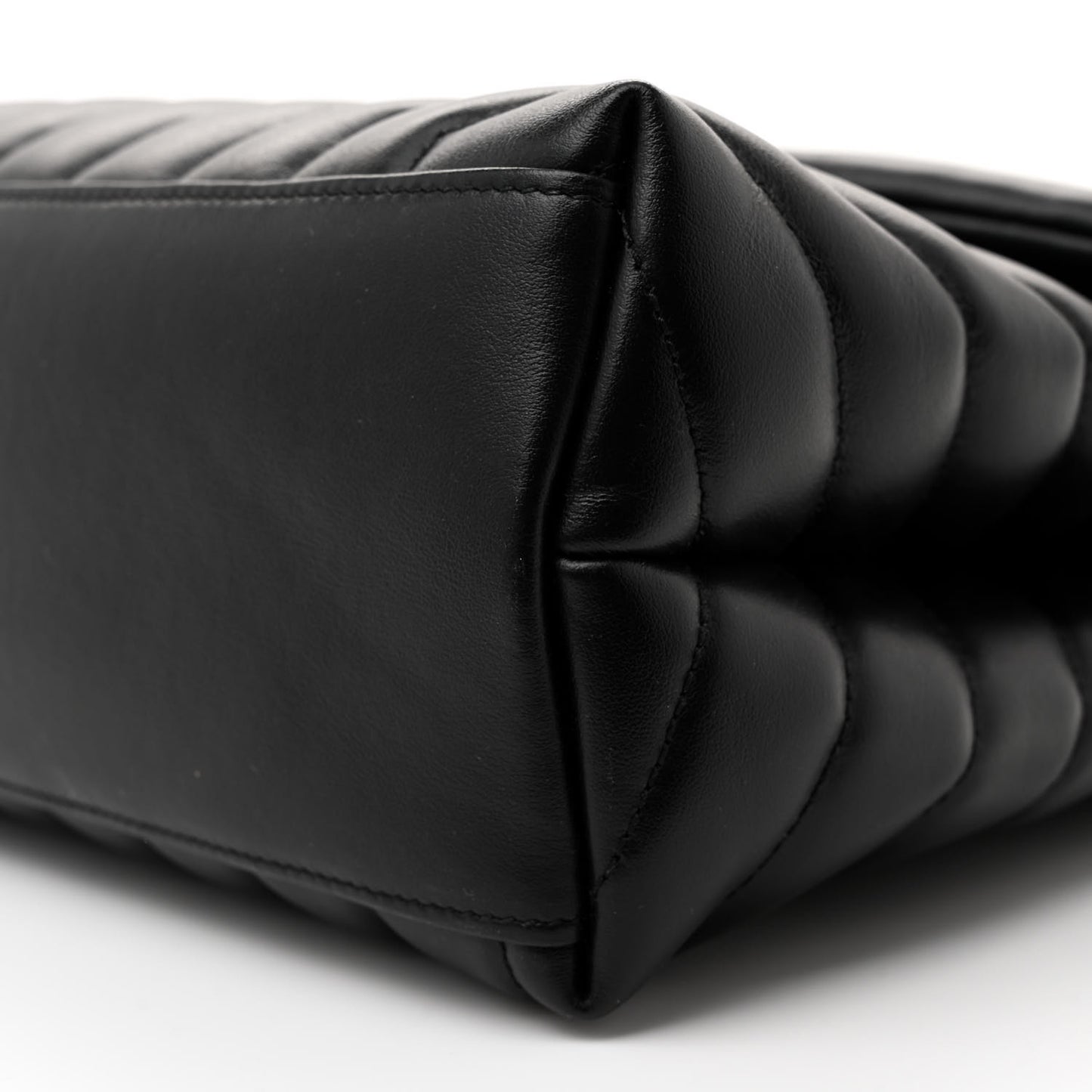 Calfskin Y Quilted Monogram Medium Loulou Chain Satchel Black
