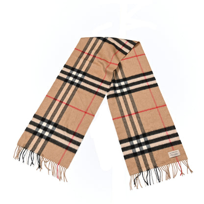 Burberry Cashmere Giant Check Fringe Scarf Archive Beige 2 of 4