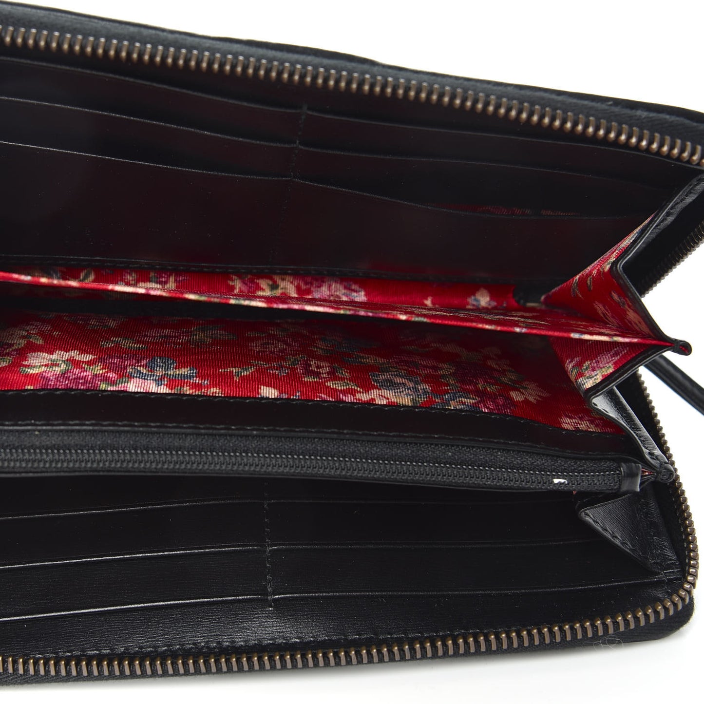 Calfskin Web Trapuntata GG Zip Around Wallet Black