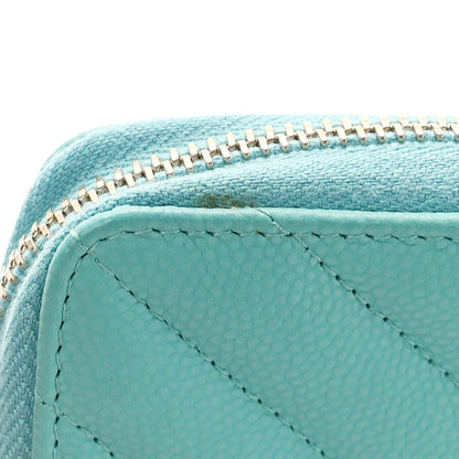 Chanel Caviar Flat Chevron Quilted Zip Coin Purse Green 10 of 10