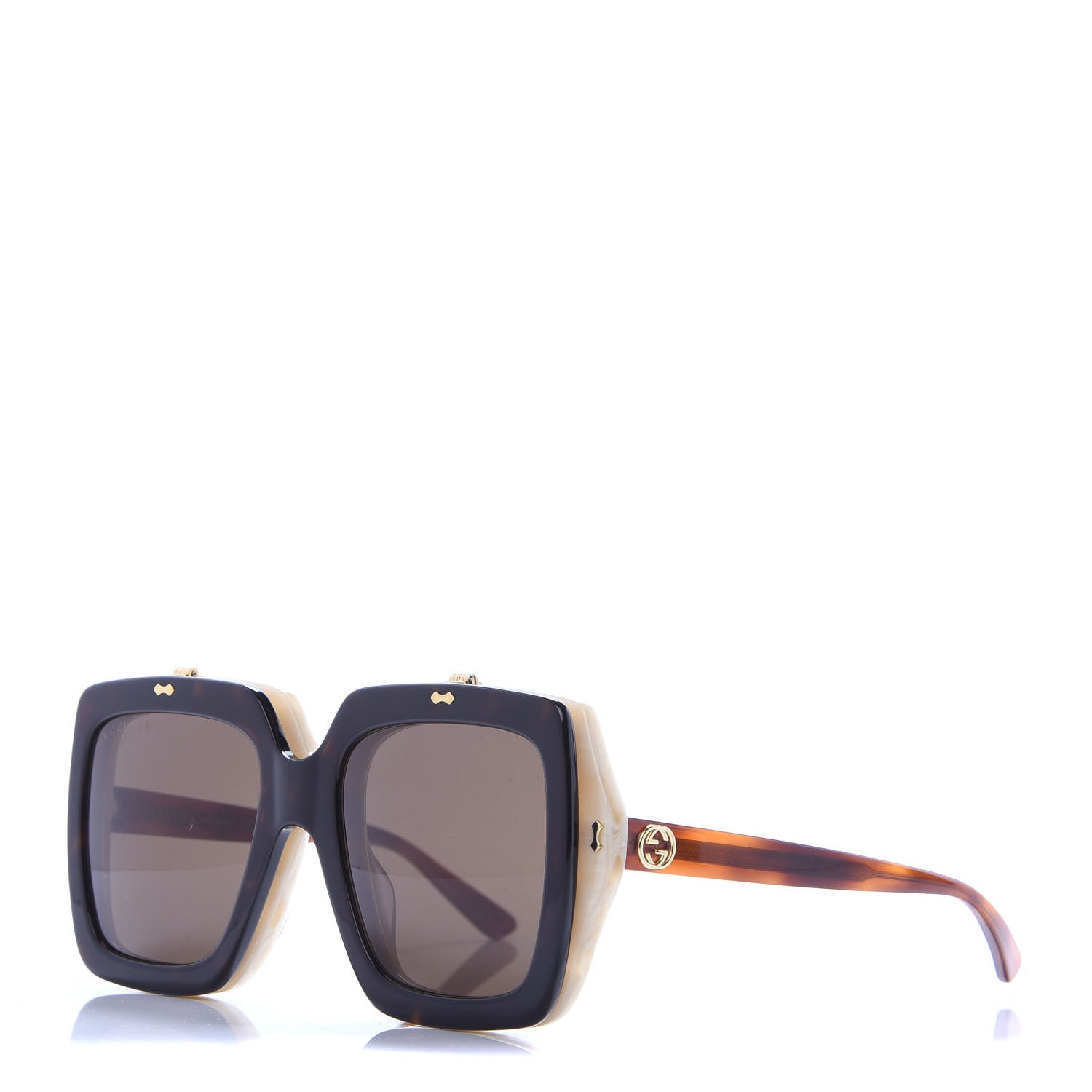Gucci Acetate Oversized Flip Up Sunglasses GG0088S Tortoise 1 of 8