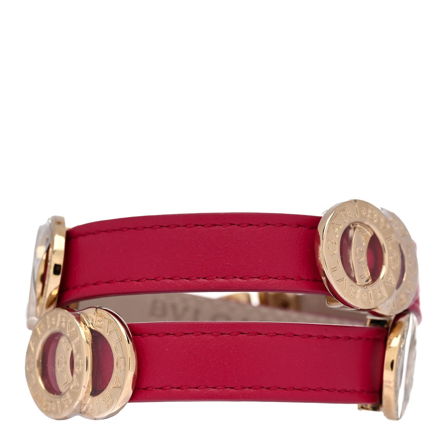 Bulgari Calfskin Double Coiled Bracelet Pink 2 of 6