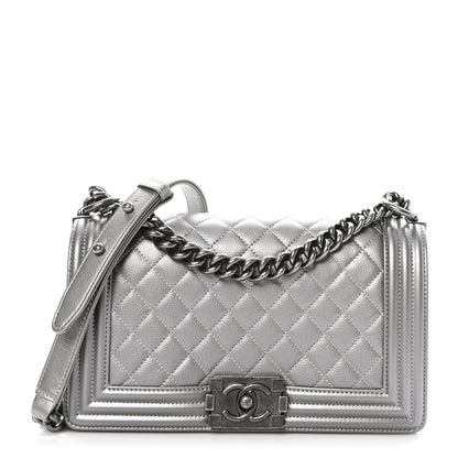 Chanel Metallic Caviar Quilted Medium Boy Flap Silver 1 of 11