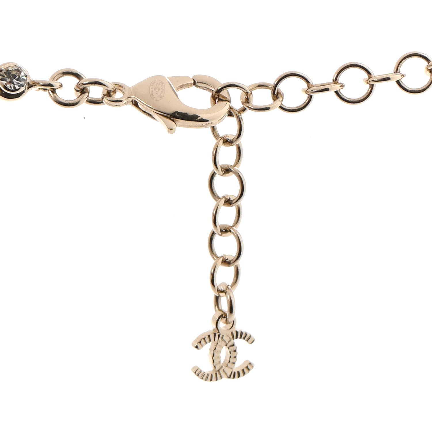 Chanel Crystal CC Chain Short Necklace Gold 6 of 7