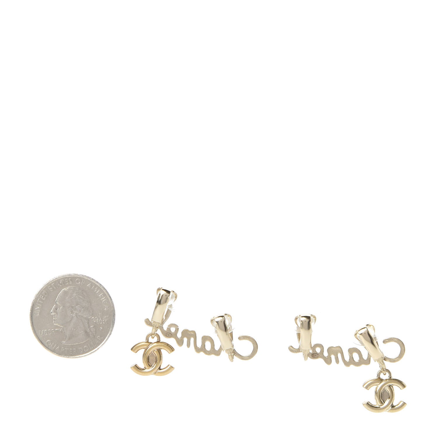 Chanel Metal Logo CC Turnlock Clip On Earrings Gold 2 of 4
