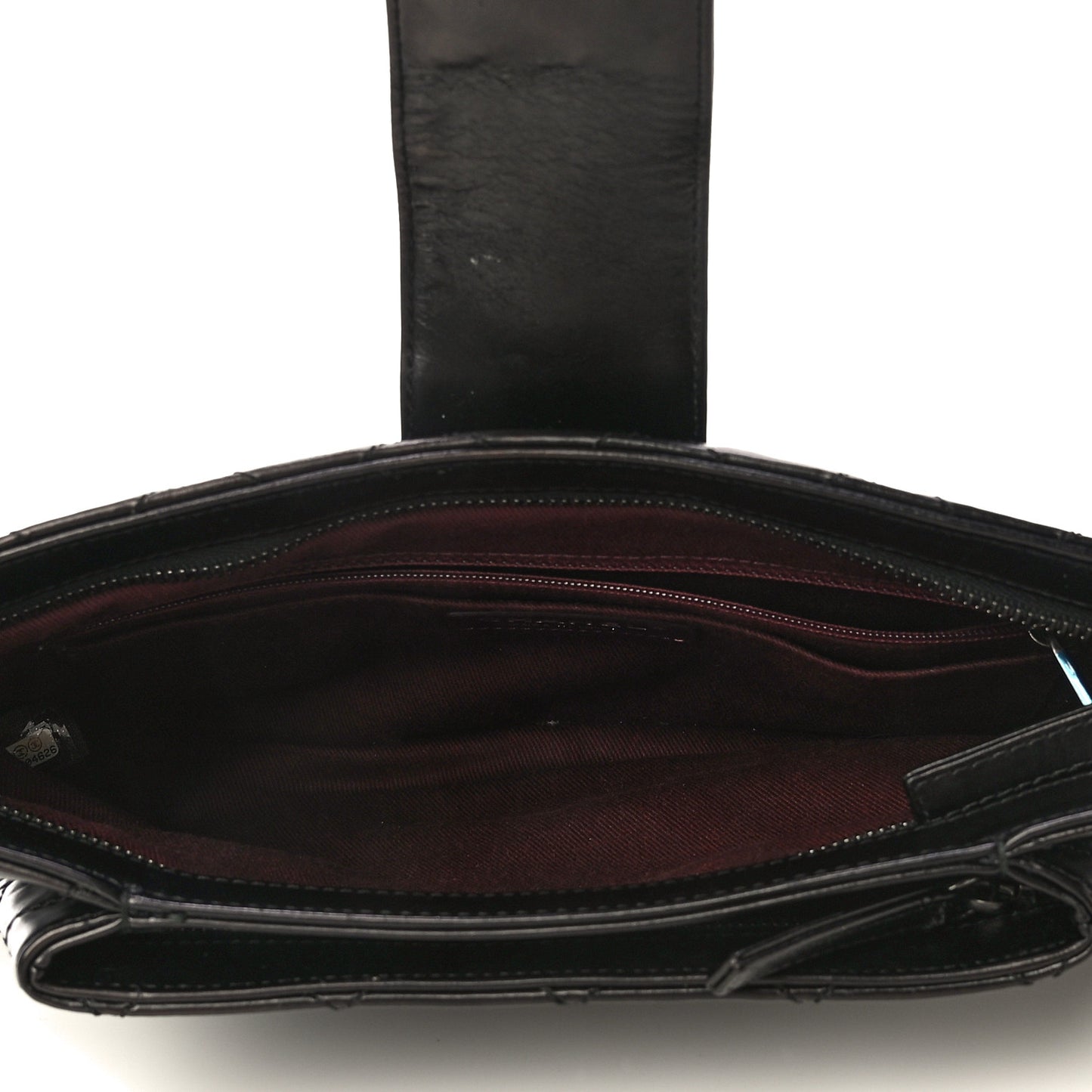 Aged Calfskin Quilted Zip Clutch Black