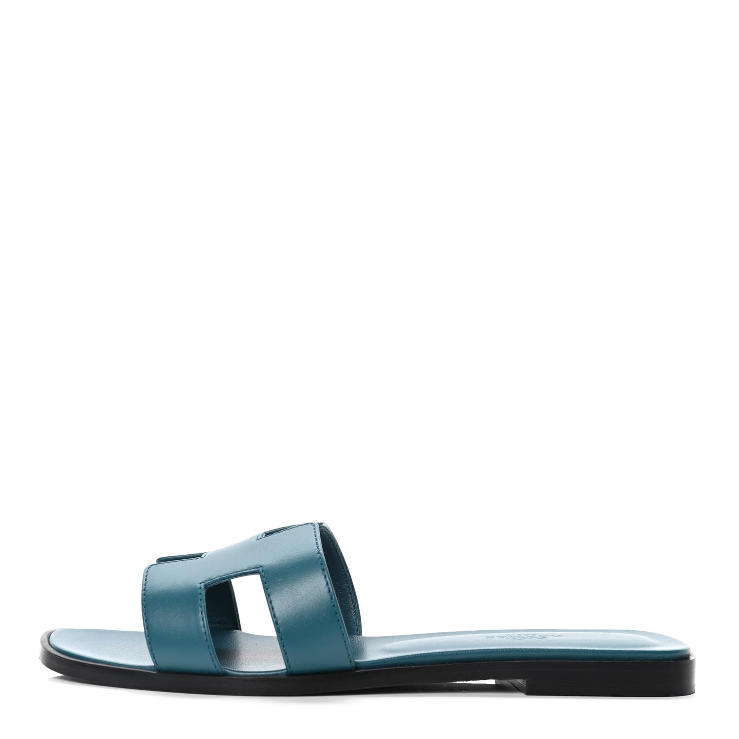 Hermes Box Calfskin Oran Sandals 38 Blue Velvet 1 of 4