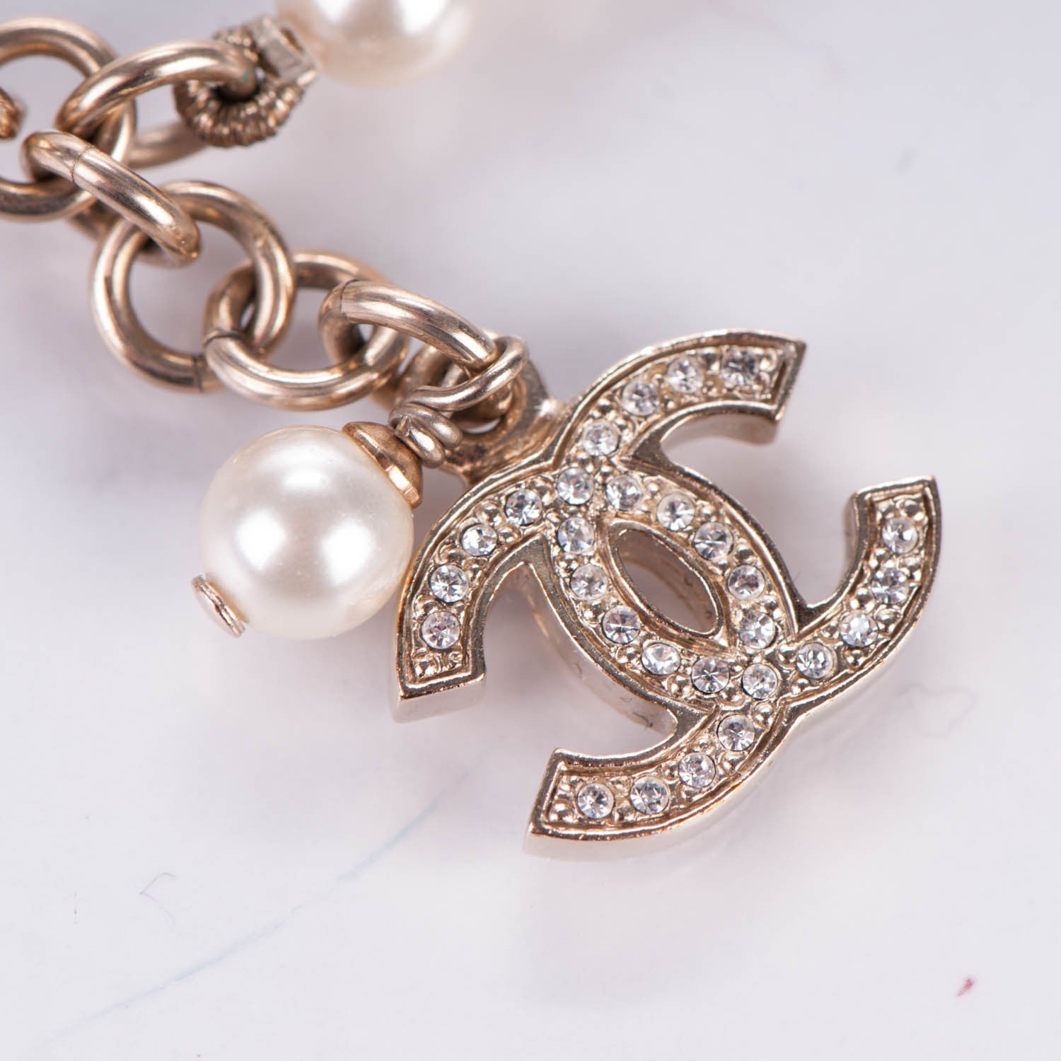 Chanel Crystal Pearl CC Bracelet Gold 5 of 6