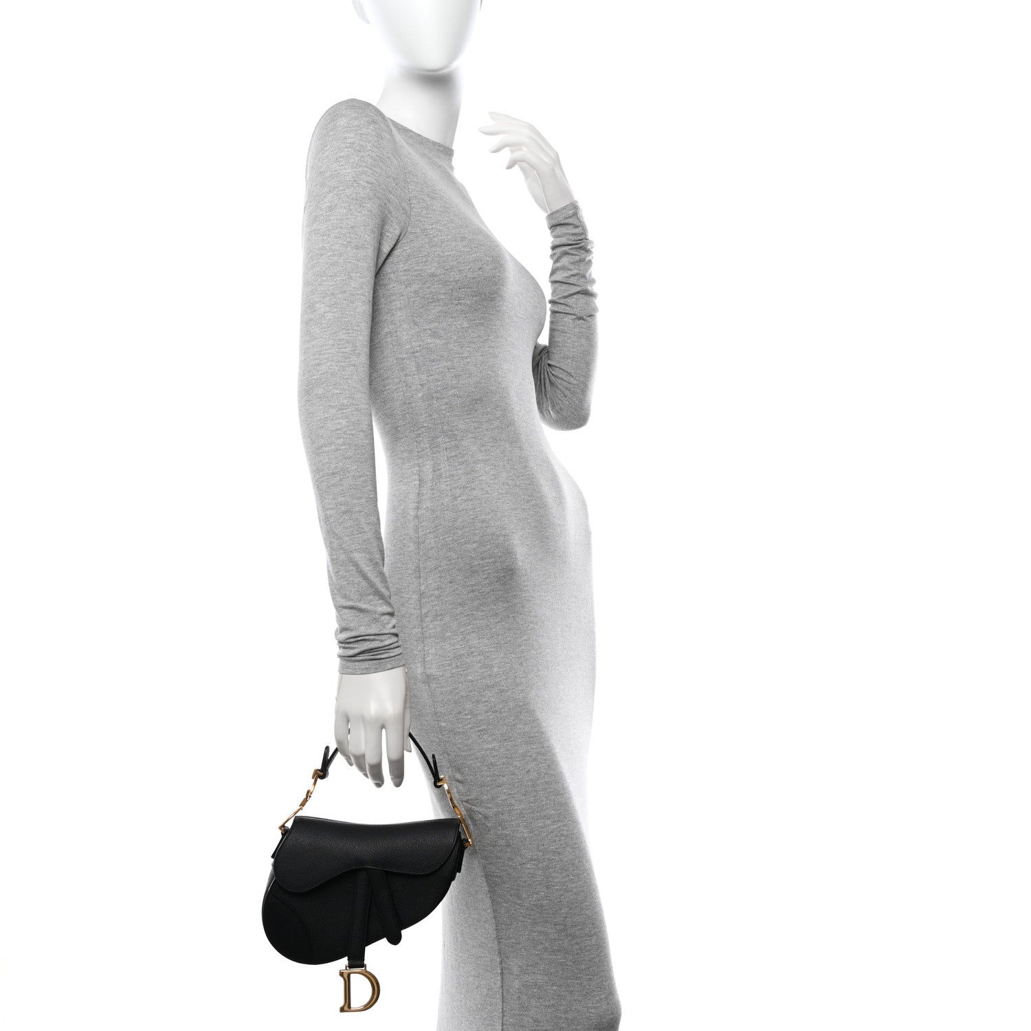 Christian Dior Grained Calfskin Mini Saddle Bag Black 2 of 11