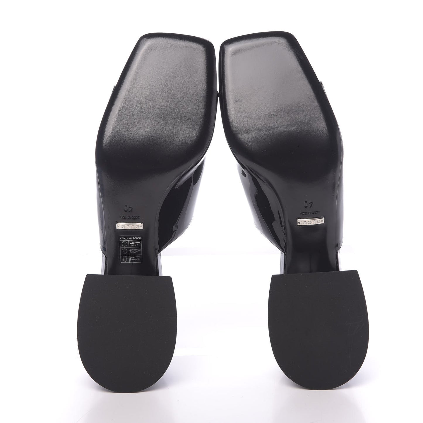 Patent Lexi Horsebit Mid-Heel Slide Sandals 40 Black