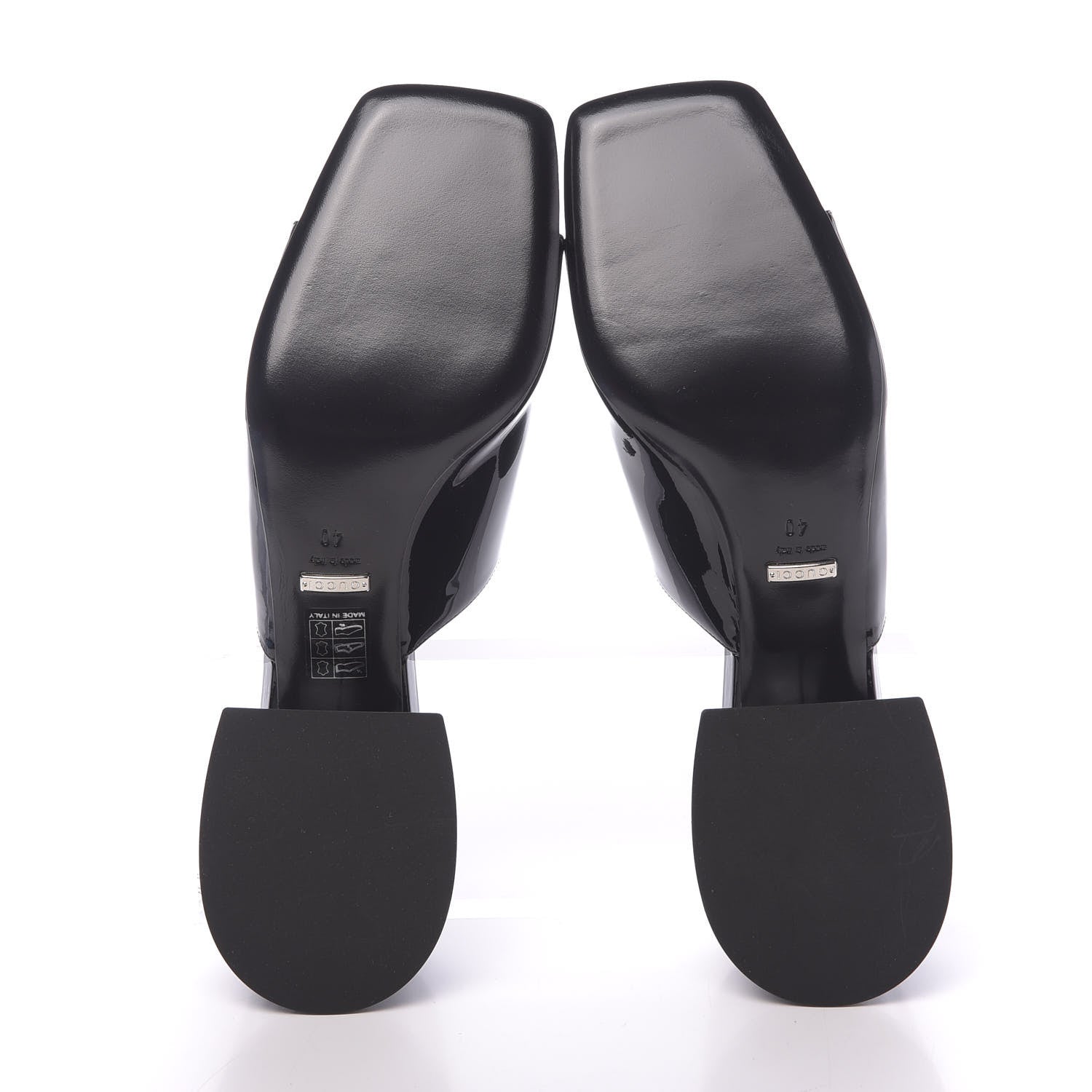 Gucci Patent Lexi Horsebit Mid-Heel Slide Sandals 40 Black 5 of 9