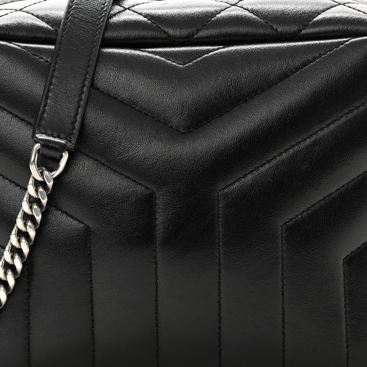 Saint Laurent Calfskin Y Quilted Monogram Small Loulou Bowling Bag Black 8 of 11